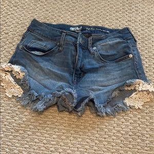 High rise denim shorts
